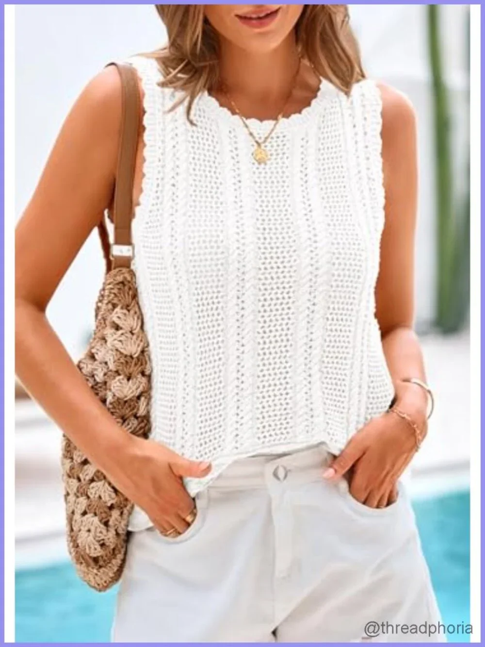 Crochet Tank Top Cover Up for Women Beach Vacation Sweater Vest